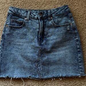 wild fable Blue Denim Frayed-Hem Mini Skirt